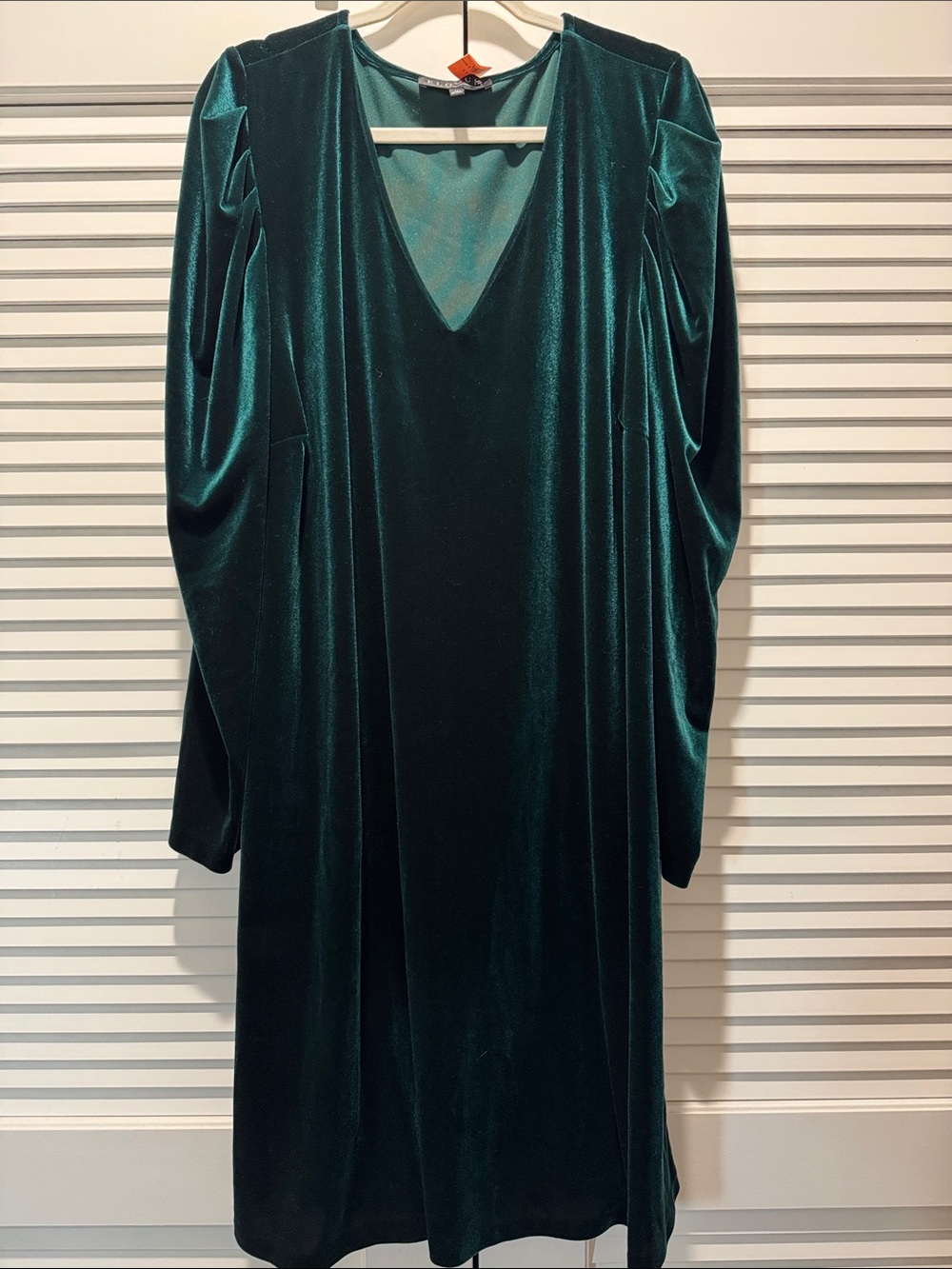 Eloquii Emerald Velvet V-Neck Long Sleeve Dress